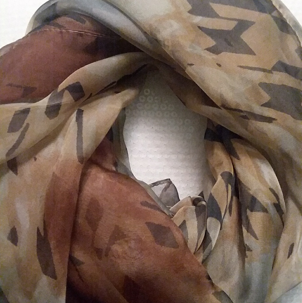 Olive sheer long scarf